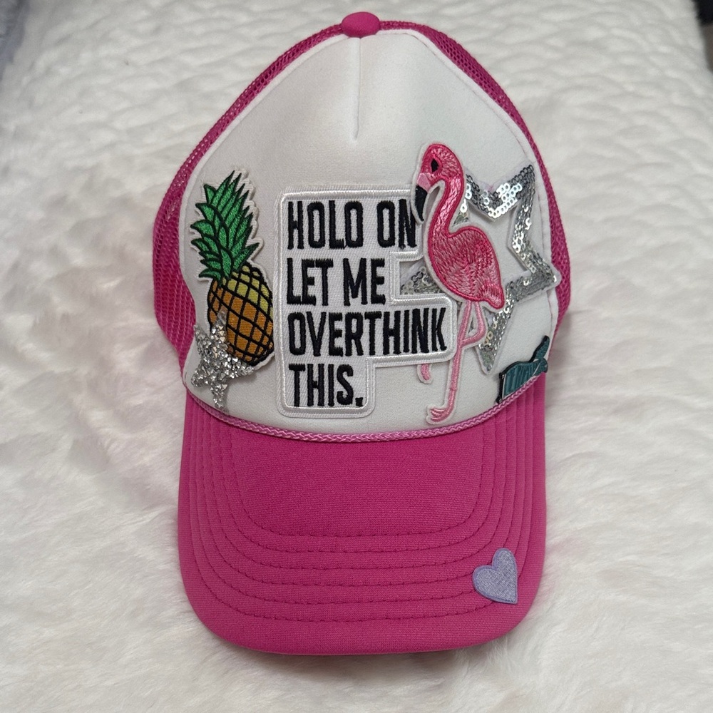 Handmade Pink Flamingo & Pineapple Patch Trucker Hat